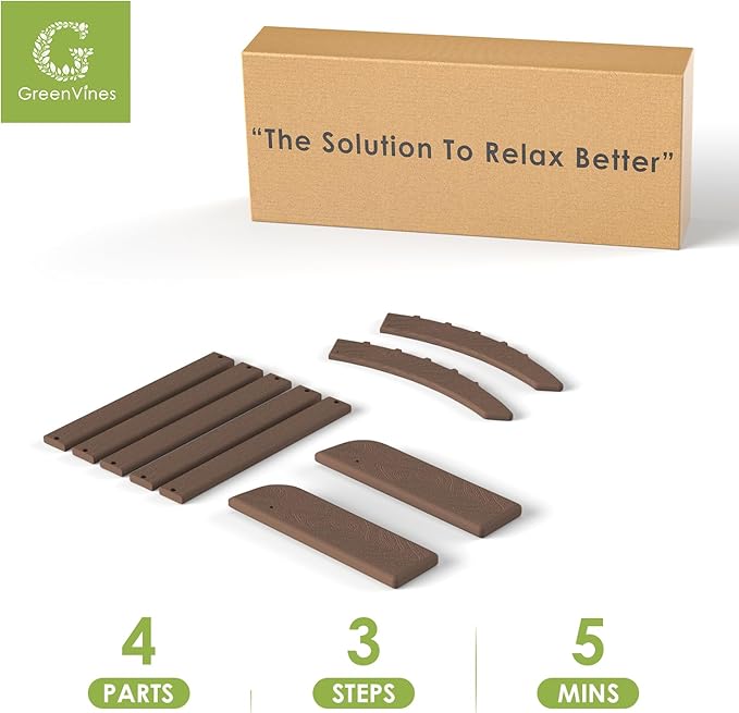 GREENVINES Adirondack-Ottoman | Wood Grain | Set of 4 | HDPE Plastic | Outdoor Footrest | All Weather | Foot Rest | Foot Stool | Dark Brown | for Adirondack Chair