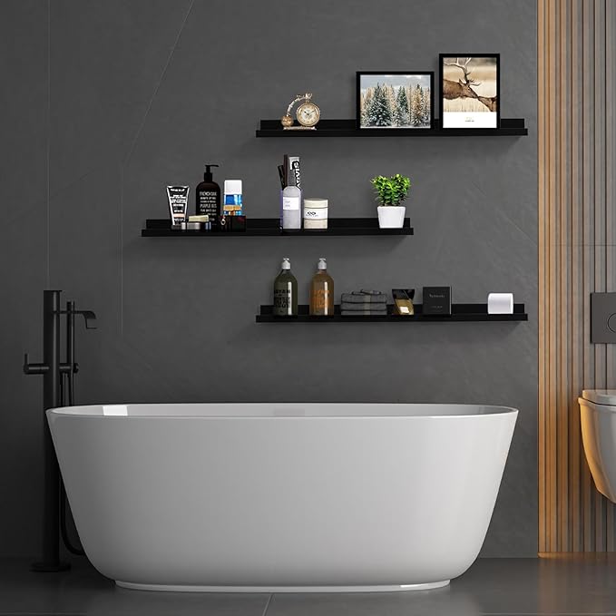 AZSKY Floating Picture Ledge Shelves for Wall Set of 3, 36 Inch Photo Shelves with Lip Long Large Nursery Book Shelf for Toys Storage Kids Bookshelf Wall Mounted Living Room Bedroom Decor Frames