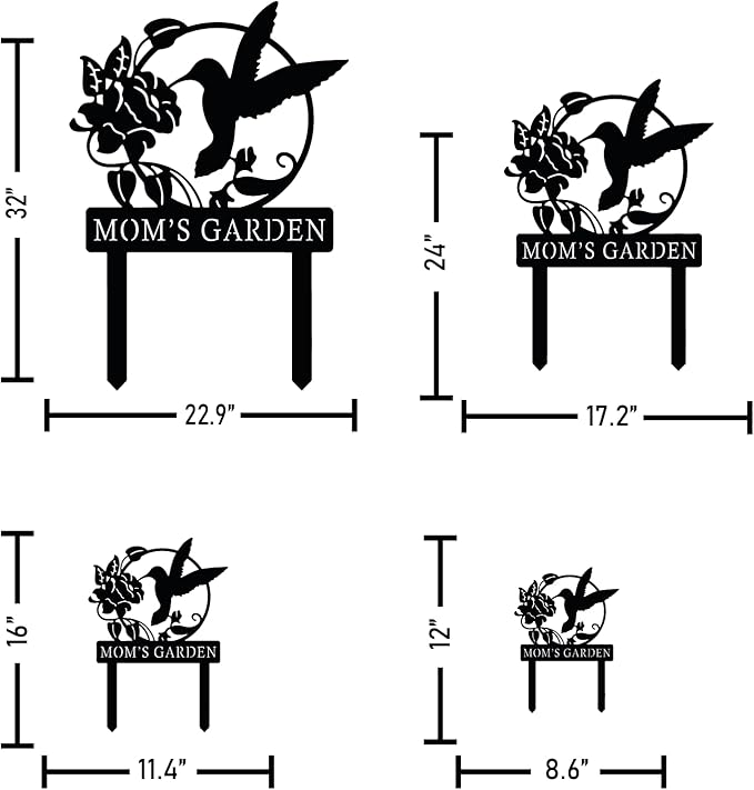 Personalized Metal Sign with Stake, Custom Hummingbird Garden Sign for Outdoor, Patio, Farmhouse Decoration, Lawn Yard Art, Bird Flower Garden Decor