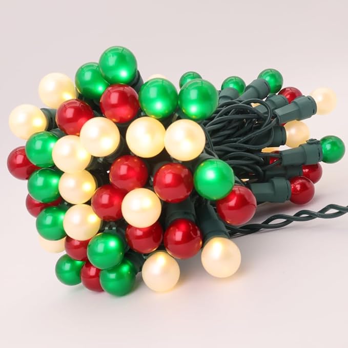 Red White and Green Christmas Lights G15 70 LED Globe String Lights Plug in Christmas Decor String Lights Outdoor Indoor for Tree Patio Party Garden Yard Gazebo Wedding
