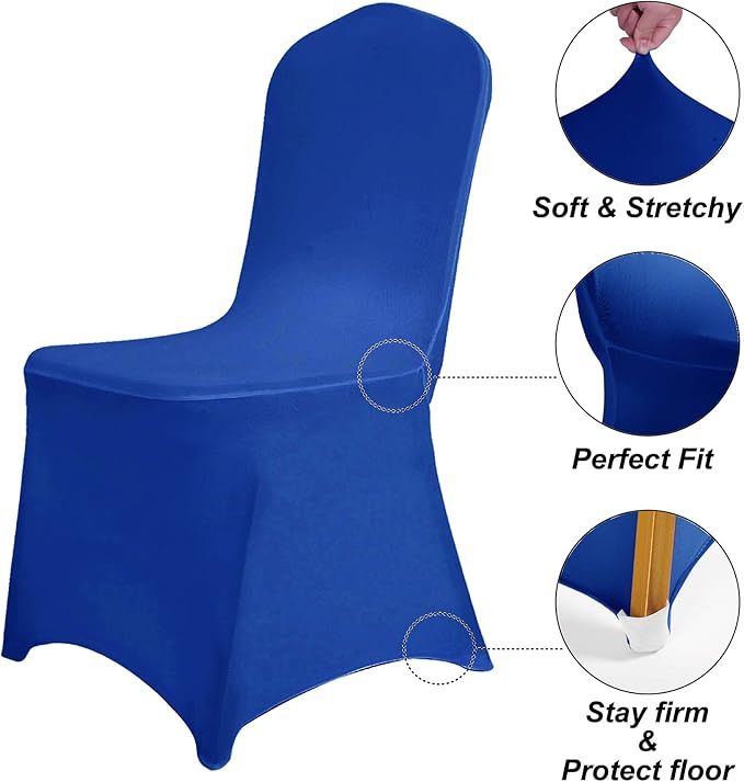 SUPERO Waterproof Spandex Chair Cover 25PCS, Stretch Dining Chair Covers, Polyester Outdoor Chair Covers, Protector Stretch Chair Cover for Party Universal, Banquet, Wedding Event, Hotel(Royal Blue)