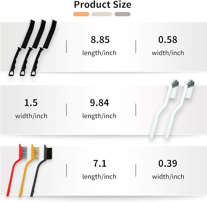 Crevice Cleaning Brush Set, Multi-Purpose Hard Bristle Brushes for Deep Cleaning Kitchen, Bathroom, Grout, Sink, Cup, Teapot, Bottle, Blender, Corners, Tight Spaces & More