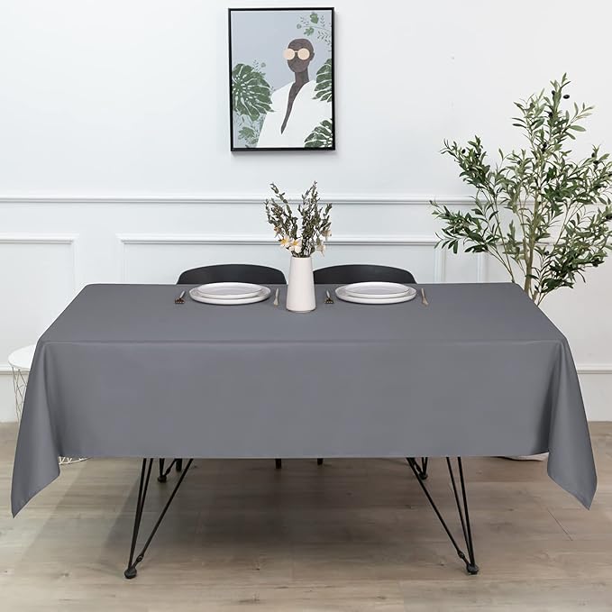 sancua Square Tablecloth - 60 x 60 Inch - Water Resistant Spill Proof Washable Polyester Table Cloth, Decorative Fabric Table Cover for Dining Tables, Buffet Parties and Camping, Light Grey