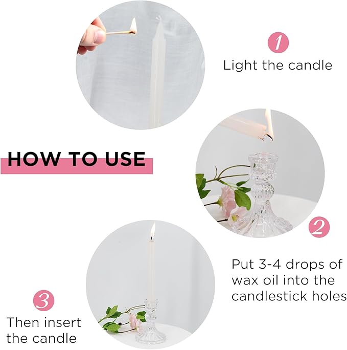 12 Pack Glass Candlestick Holders- Clear Taper Stripe Candle Holders for Candlesticks, 4" H Taper Candle Holders Small Centerpiece for Wedding, Festival, Party & Windowsill Decor