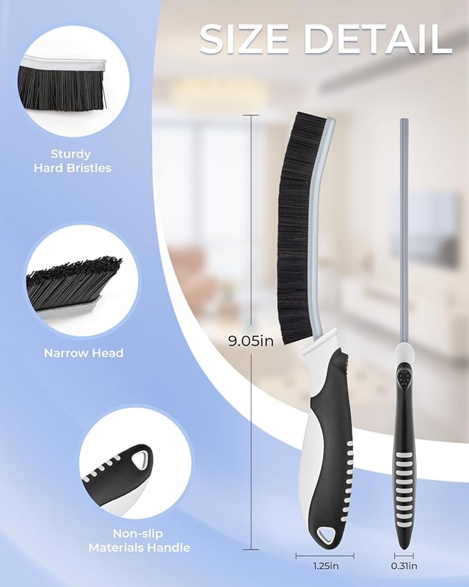 Crevice Cleaning Brushes, Scrub Brush for Hard to Reach Small Space, Home Essentials, Cleaning Supplies, Cleaning Tools for Household Use, Bathroom, Shower, Kitchen, Toilet, Window (3, Black)