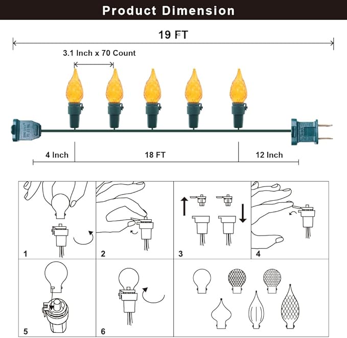 Orange Halloween Lights 70 LED C5 Christmas Lights for Indoor and Outdoor use, Plug -in String Lights for Thanksgiving Yard Xmas Tree Carnival Halloween Decor
