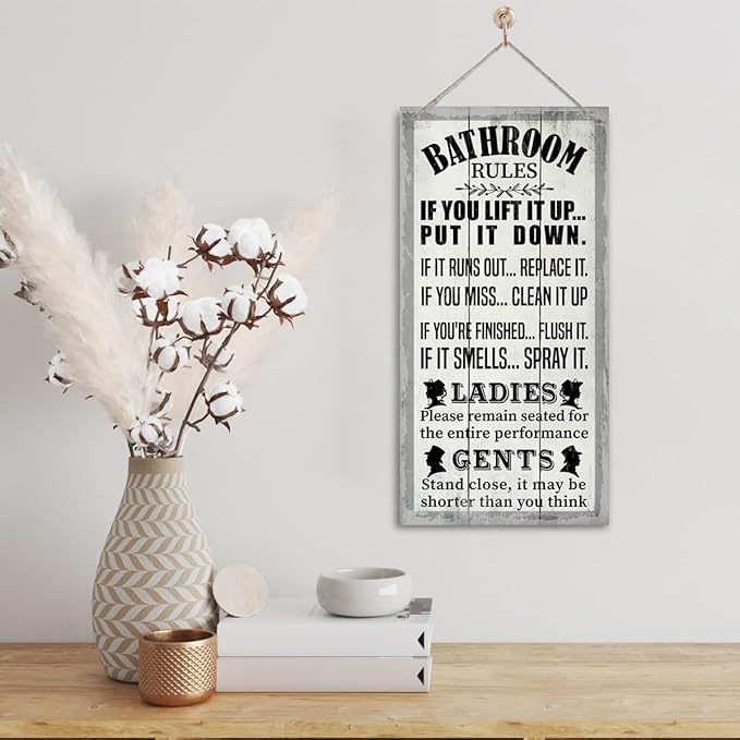 Rustic Bathroom Decor, Western Bathroom Decor, Funny Bathroom Signs Wall Decor, Bathroom Decor, Farmhouse Bathroom Decor, Country Bathroom Decor, Bathroom Signs, Bathroom Rules Wall Décor J1