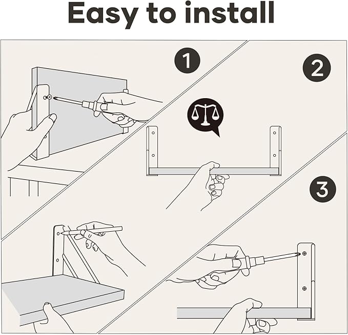 BAYKA Wall Shelves for Bedroom Decor, Floating Shelves for Wall Storage, Display Mounted Rustic Wood Shelf for Books,Plants,Corner Shelves for Bathroom,Kitchen,Living Room(Set of 4)