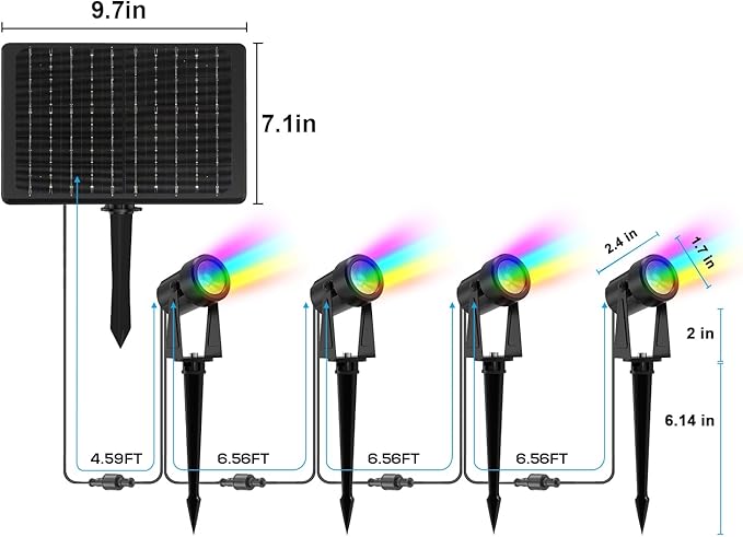 ZYAN Solar Powered Landscape Spotlights Outdoor Waterproof IP65, RGBW Colored Spotlights for Garden Yard, Auto On/Off Remoto Control Spot Lights for Plant, Tree, Patio, Path, Lawn, Wall (8 Pack)