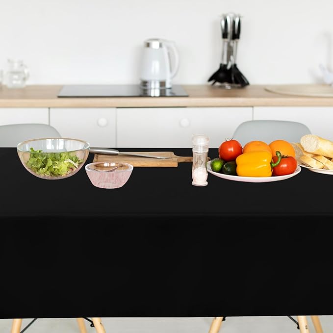 sancua 10 Pack Black Tablecloth 60 x 120 Inch, Rectangle Table Cloth for 8 Feet Tables - Stain and Wrinkle Resistant Washable Polyester Table Cover for Dining Tables, Buffet Parties and Camping