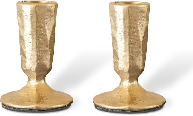 Candle Sticks Holder Decor, Set of 2 Vintage Gold Candle Holders, Modern Decorative Tapered Candlestick Holders Centerpiece for Dining Table Centerpiece, Wedding, Party Decor