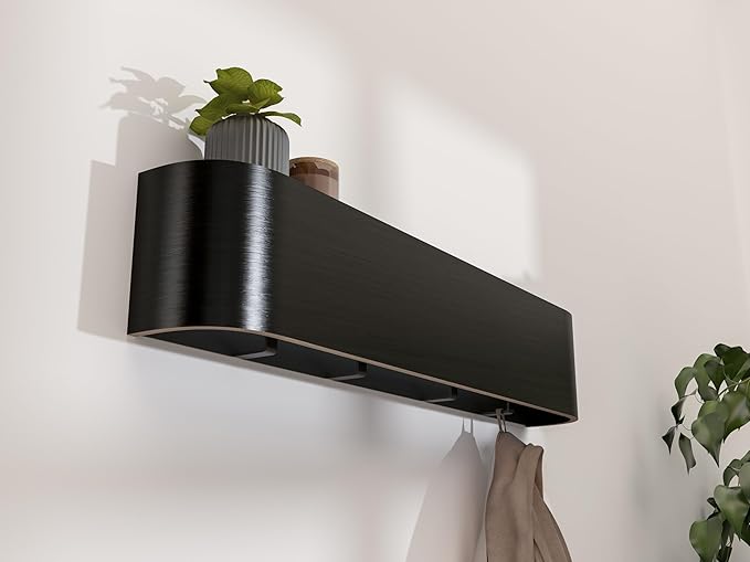 OLEEK Wall Coat Rack with Shelf - Wall Shelf with Hooks - entryway Hooks - Modern Coat Rack - Wooden Mount for Home Decor - Jacket Hanger - Coat Hanger Wall Mount
