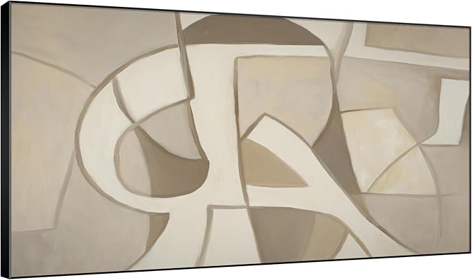 SIGNWIN 30"x60" Extra Large Framed Wall Art Neutral Abstract Geometric in Mid-Century Style, Retro-Inspired Design for Home Living Room Bedroom Decor (Frame Assembly Required)