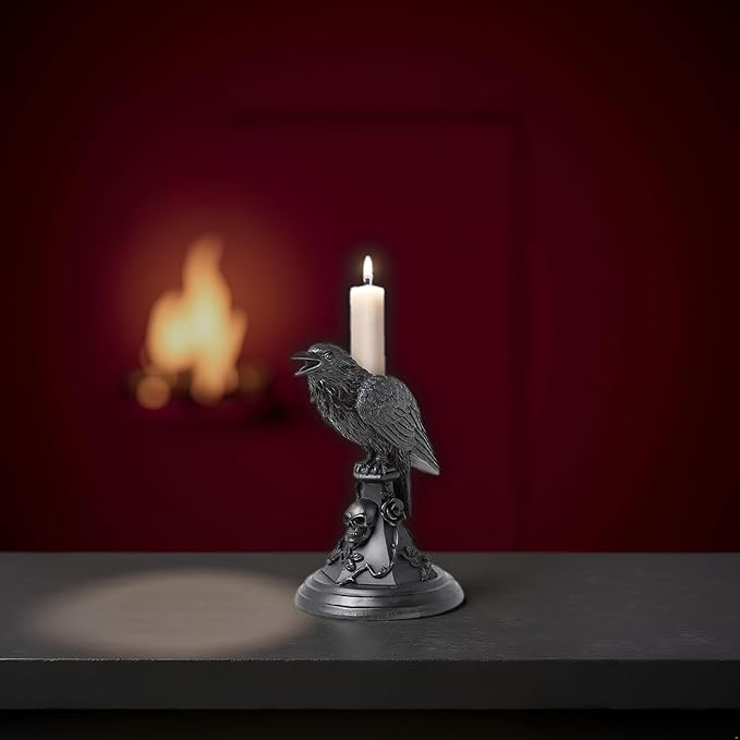 Halloween Decoration Candleholder Gothic Decor Black Candlestick Holder, Resin Ornament, Home Desktop Decoration, Christmas Decor, Party Favors, Dense Room Decor (Crow)