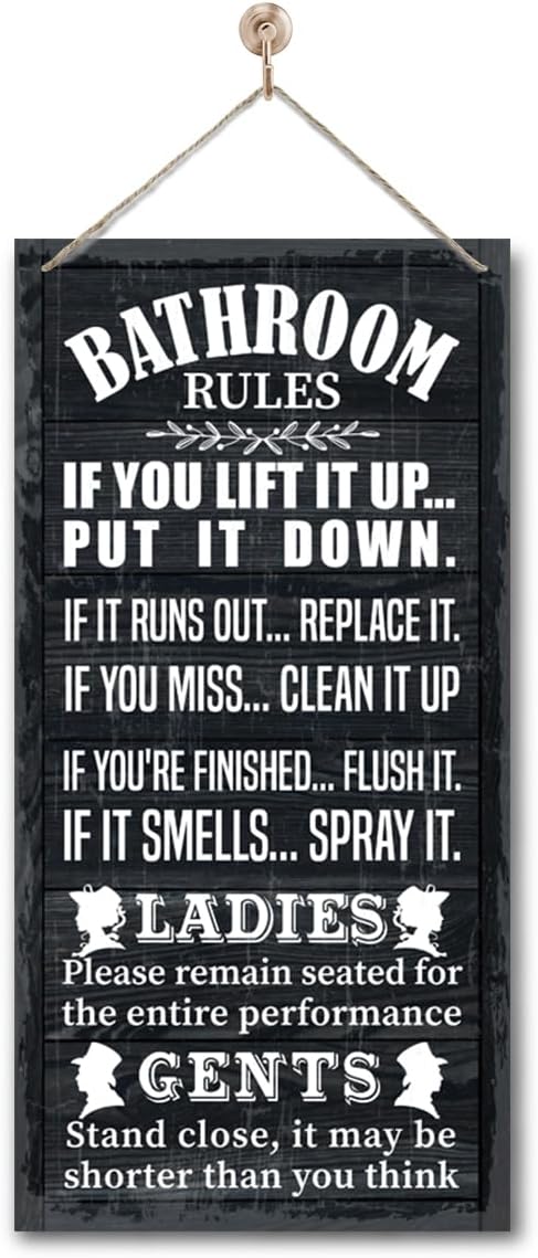 Rustic Bathroom Decor, Western Bathroom Decor, Funny Bathroom Signs Wall Decor, Bathroom Decor, Farmhouse Bathroom Decor, Country Bathroom Decor, Bathroom Signs, Bathroom Rules Wall Décor A1