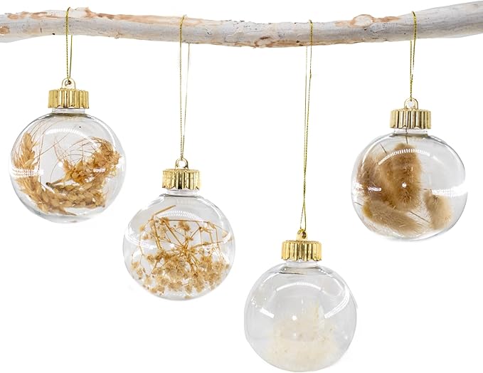 12 Pcs Rustic Christmas Ball Ornaments, 3.15 Inches Neutral Christmas Tree Decorations, Large Shatterproof Clear Boho Ornaments for Xmas Tree, Home Decor, Wedding, Party