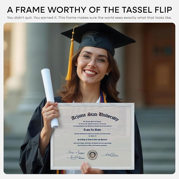 Homeforia 11x14 White Diploma Frame, High End Black Oak 11 x 14 Certificate Wood Frames with Mat 8.5x11, 14x11 Wooden Document Matted Frame, Award Graduation Frames, Tempered Glass, Wall Kit, Set of 1