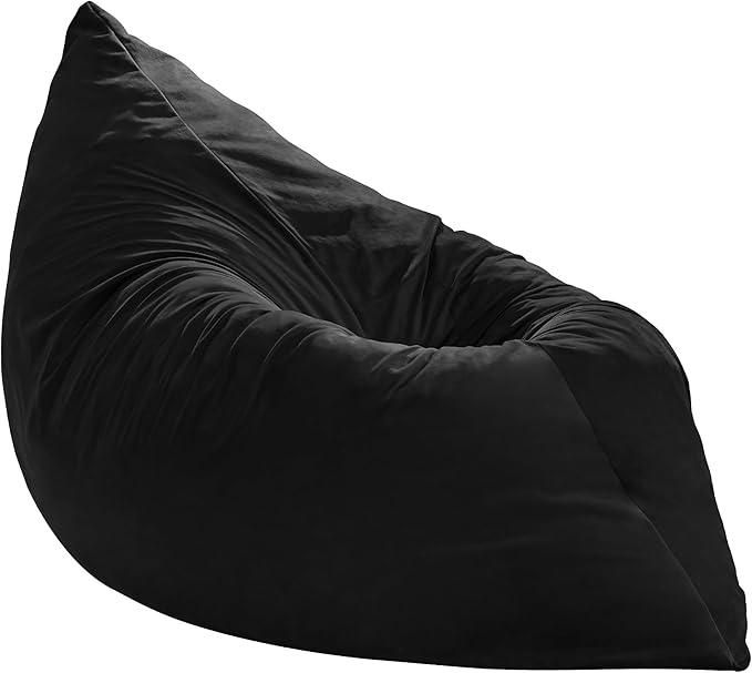 Hobestluk 3 in 1 Bean Bag Chair Giant Bean Bag Chairs for Adults with Velvet Cover Convertible Bean Bag Floor Cushion with Machine Washable Cover for Living Room (Velvet Black)