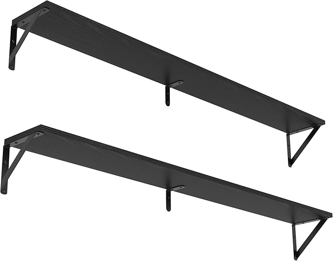 Heimlove 48 Inch Large Wall Bookshelves Set of 3, Wall Mounted Bookshelves,Heavy Duty Wooden Shelves for Living Room,Bedroom,Kitchen,Laundry Room Storage & Decor