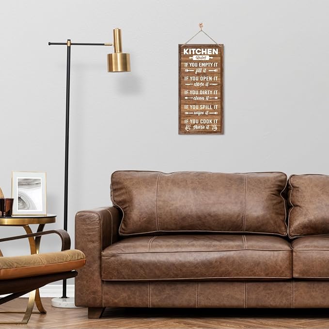 Hanging Rustic Wooden Kitchen Decor Sign, Printed Wood Wall Art, Funny Farmhouse Kitchen Wall Decor I1