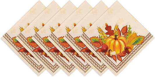 YiHomer Fall Thanksgiving Tabletop Collection for Kitchen Dining Decoration Parties Harvest, Harvest Party, Napkin Set, 20 x 20