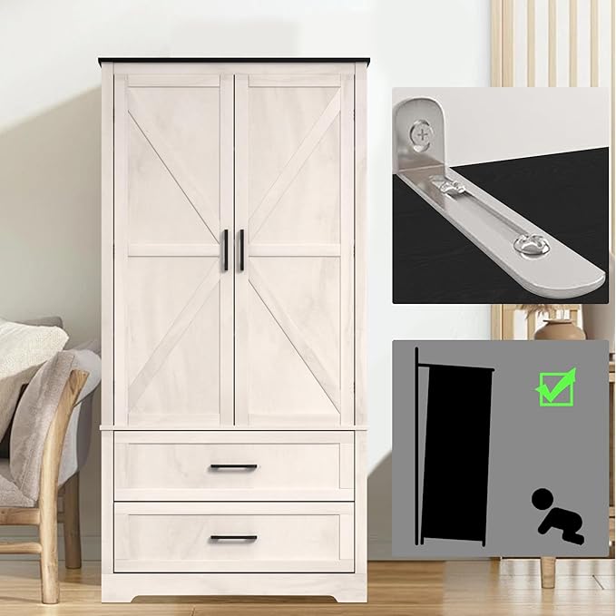 71" Kitchen Pantry Storage Cabinet, Barn Doors Tall Storage Pantry Cabinet with Drawers & Adjustable Shelf, Modern Farmhouse Cupboard Wood Pantry for Kitchen, Living Room, Dining Room, Oak Beige