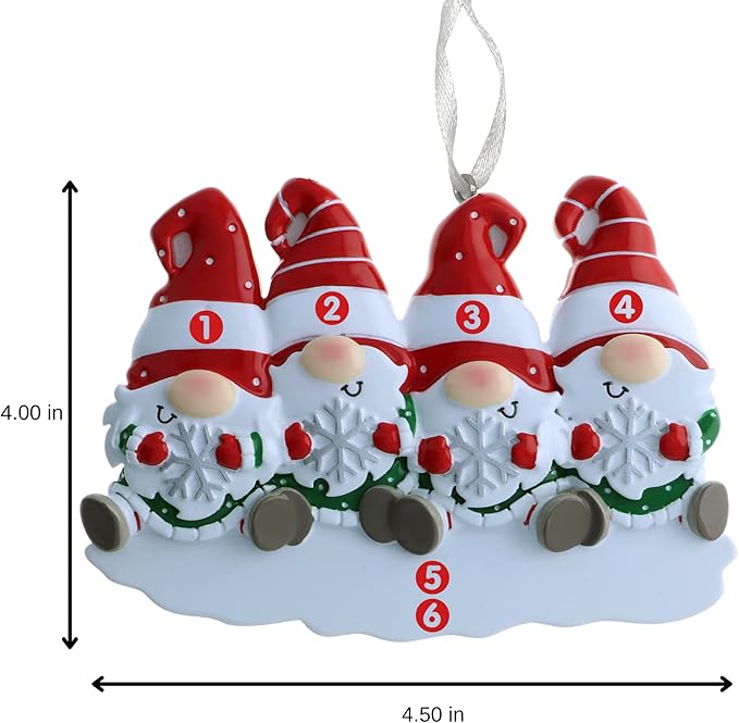 2025 Family Christmas Ornament β Personalized Ornament for Families β Custom Gnome Family Ornament β Holiday Tree Decoration Keepsake Gift (Family of 4)