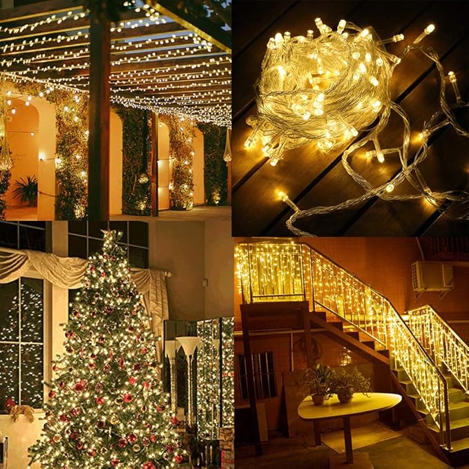 98FT 200 LEDs String Lights Waterproof Fairy Lights 8 Modes with Memory 30V UL Certified Power Supply for Home, Garden, Wedding, Party, Christmas Decoration Indoor Outdoor (Warm White)