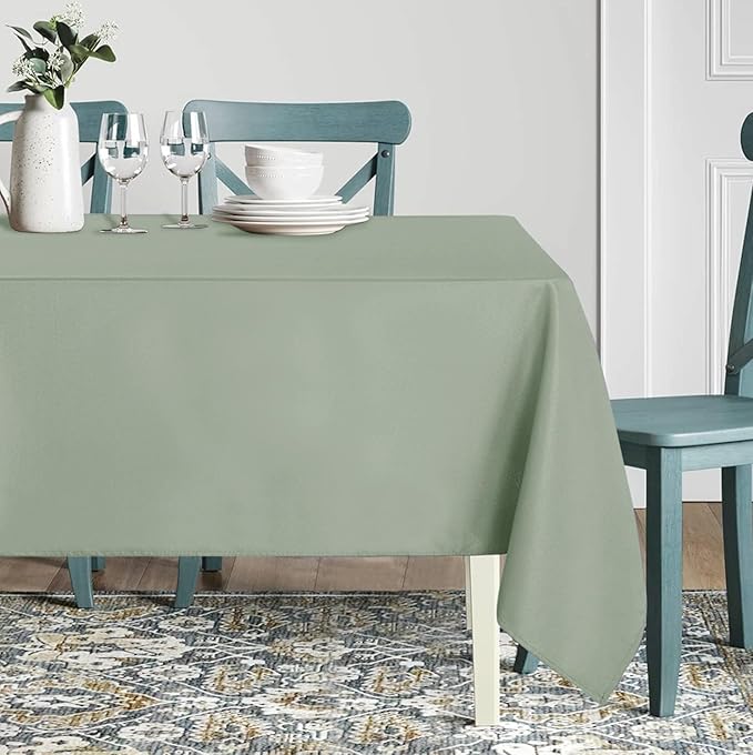 sancua Rectangle Tablecloth - 60 x 120 Inch - Stain and Wrinkle Resistant Washable Polyester Table Cloth, Decorative Fabric Table Cover for Dining Tables, Buffet Parties and Camping, Sage Green