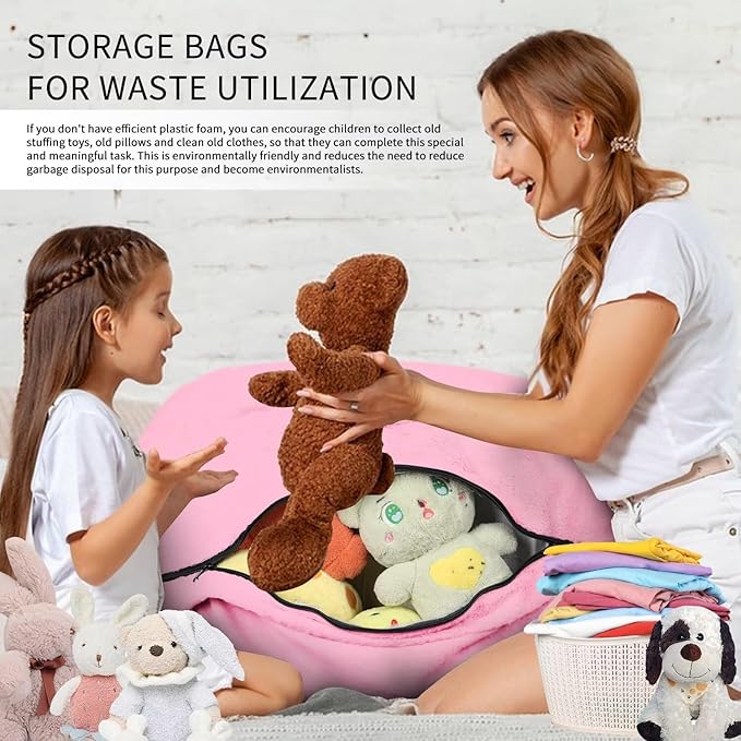 Bean Bag Chair for Adults 8FT,Soft Removable Cover for Teens/Girls Bedroom,Fluffy Giant Round Floor Beanbag Lounger Chairs (No Filler,Pink)