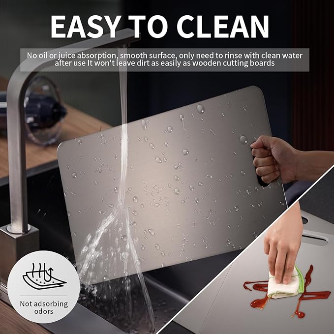 Katuchef Titanium Cutting Boards for Kitchen,Katu Chef Cutting Board,Double-Sided Food-Grade Pure Cut Titanium Chopping Board for Vegetables,FruitsAnd Meat(15.35IN*11.02IN)