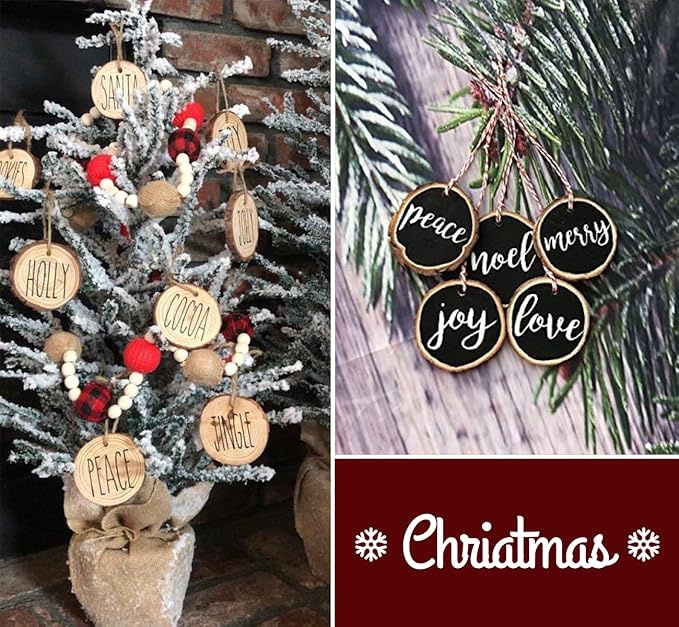 50 Pcs Wood Slices with Hole, 2.3"-2.8" Unfinished Wood, Wood Rounds for Crafts, Wood Crafts, Round Wood for Doodle, Splice, Paint, Art, Decorate, Ornament