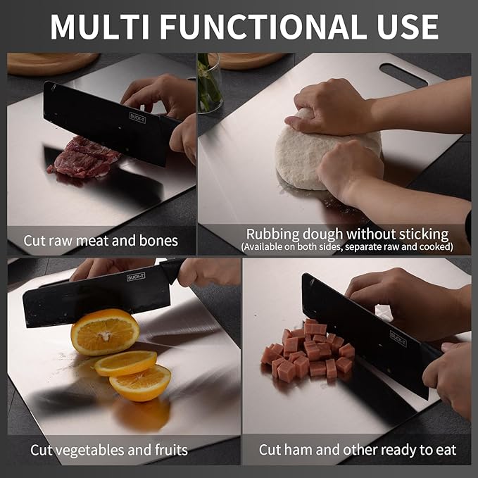 Katuchef Titanium Cutting Boards for Kitchen,Katu Chef Cutting Board,Double-Sided Food-Grade Pure Cut Titanium Chopping Board for Vegetables,FruitsAnd Meat(15.35IN*11.02IN)