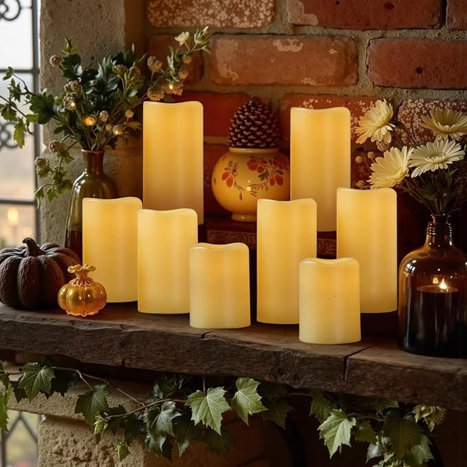 Amagic Outdoor Waterproof Flameless Candles with Timer, Battery Operated Candles with Remote Control, D3 x H4 5" 6" Electric LED Pillar Candle for Outside Patio, Garden, Indoor Decor, Ivory, Set of 3