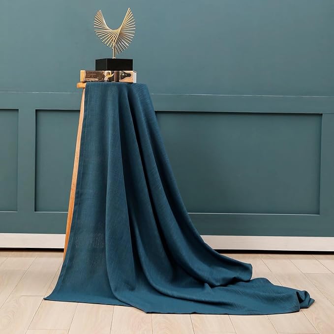 Blue Tablecloth, Polyester Linen Waterproof Washable Table Cloth, French Rectangle Fabric Table Cover for Dining, Restaurant, Kitchen, Buffet, Party, Wedding, 54''x72'', Blue