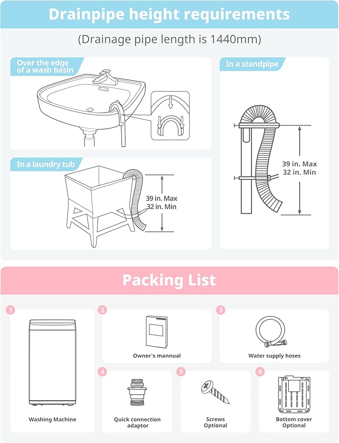 Comfee Portable Washing Machine, 0.9 cu.ft Compact Washer With LED Display, 5 Wash Cycles, 2 Built-in Rollers, Space Saving Full-Automatic Washer