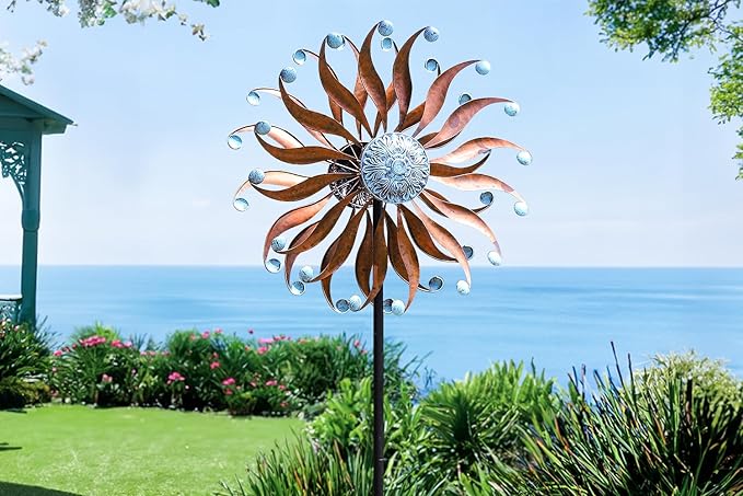 LimeHill Metal Wind Spinner for Garden and Yard - Kinetic Wind Spinners Outdoor Large (24 x 84 inches)