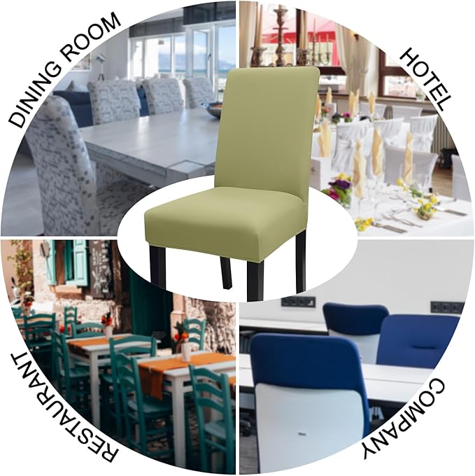 JQinHome Sage Green Chair Covers for Dining Room Set of 6, High Stretch Removable Washable Parsons Chair Slipcover for Home Party Hotel Wedding Ceremony (6PCS,Sage Green)