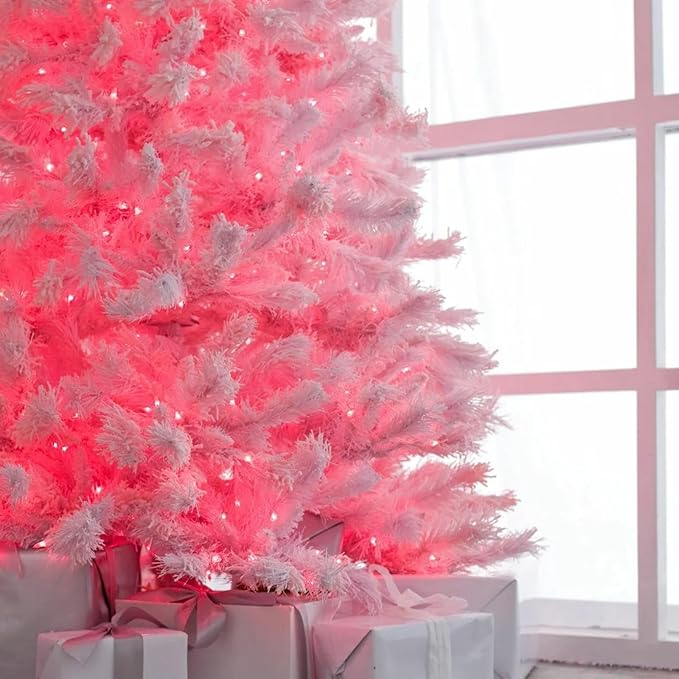 Pink String Lights with 100 Clear Bulbs on White Wire - 26.5 FT Waterproof Connectable Mini Tree Lights for Indoor Outdoor Use Party Holiday Patio Decorations