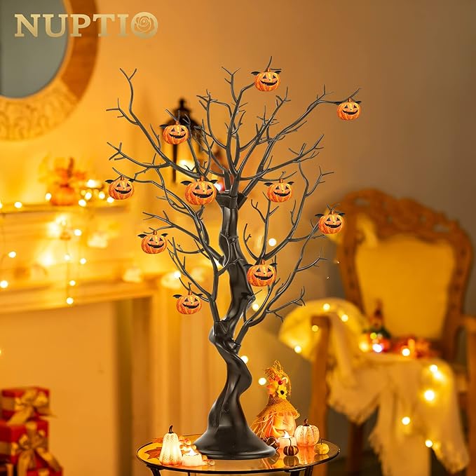 NUPTIO Black Halloween Tree Branch: Artificial 22.8 inch Tall Manzanita Tree Christmas Centerpiece Wedding Centerpieces for Tables - Decorative Ornament Display Tree for Decoration Weddings (2 Pc)