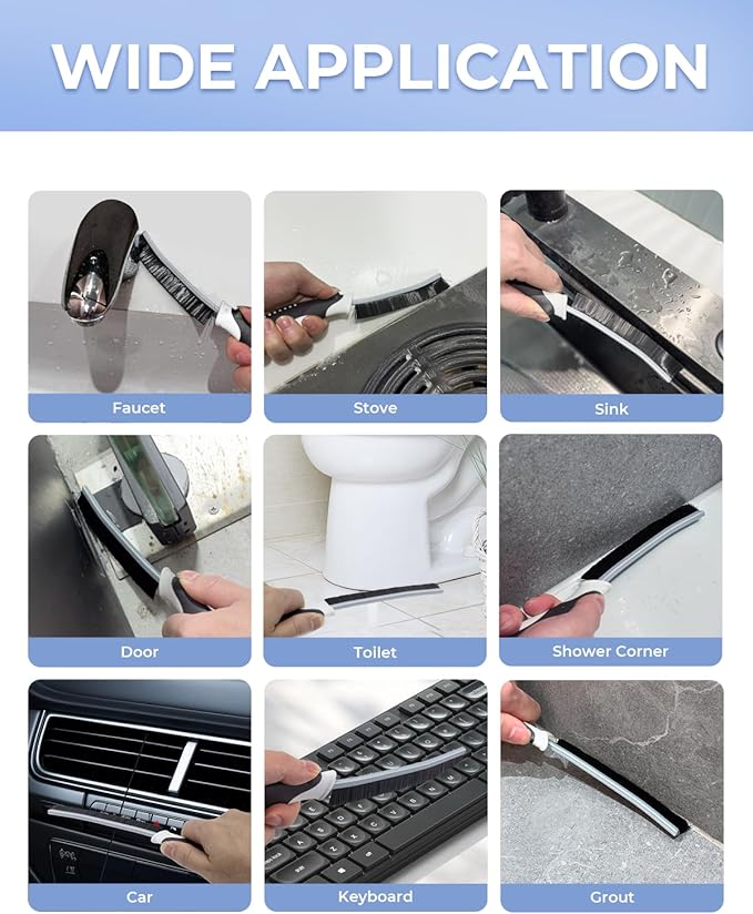 Crevice Cleaning Brushes, Scrub Brush for Hard to Reach Small Space, Home Essentials, Cleaning Supplies, Cleaning Tools for Household Use, Bathroom, Shower, Kitchen, Toilet, Window (3, Green)