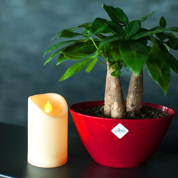 Waterproof Outdoor Battery Operated Flameless Candles with Auto Timer Flickering Plastic Resin Electric LED Pillar Lights for Lantern Patio Garden Wedding Party Decorations 3x5 Inches Ivory 2 Pack