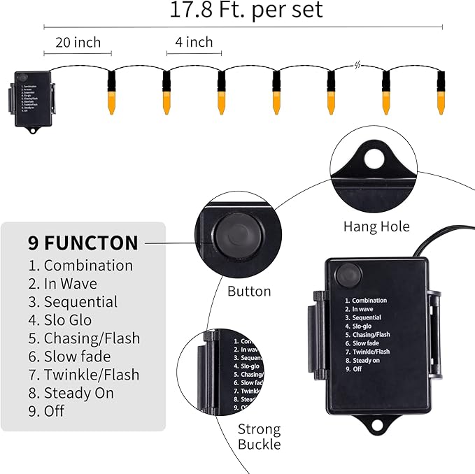 Halloween Orange String Lights Decorations,2 Pack 17.8 Feet 50 LED Battery Operated Mini String Lights with 8 Modes Waterproof for Outdoor Indoor Patio Xmas Tree Holiday Party Christmas Show