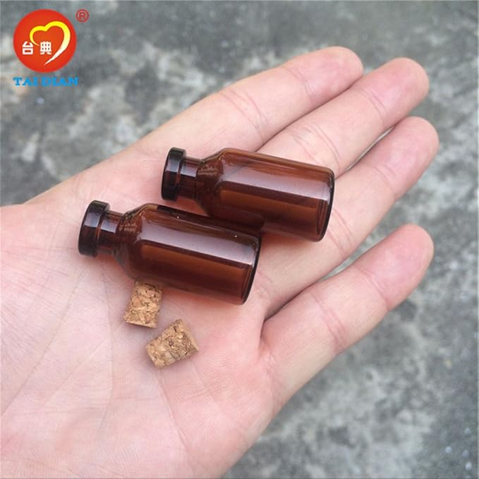5ml Amber Glass Vials with Cork Empty Brown Tiny Glass Jars Mini Glass Bottles Vials Jars Containers 50units (50, 5ML)