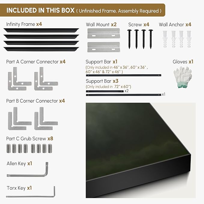 SIGNWIN 46"x60" Extra Large Framed Wall Art Moody Green Abstract Cloudscape, Minimalist Atmospheric Print for Home Living Room Bedroom Decor (Frame Assembly Required)