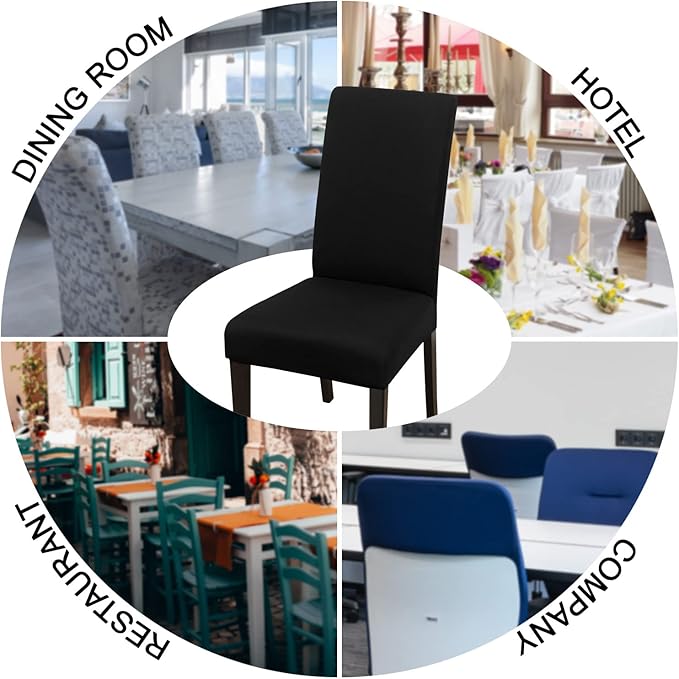 JQinHome 4 Pcs Dining Chair Slipcover, High Stretch Removable Washable Chair Seat Protector Cover for Home Party Hotel Wedding Ceremony