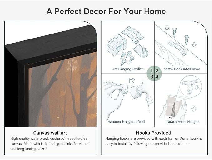 JFHCQJPK Three witches walking in the forest in autumn canvas painting gothic poster halloween print country witch wall art for home decoration16x24in Metal blackFramed