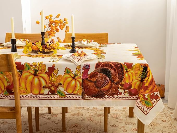 YiHomer Fall Thanksgiving Tabletop Collection for Kitchen Dining Decoration Parties Harvest, Harvest Party, Tablecloth, 52 x 70 Rectangle