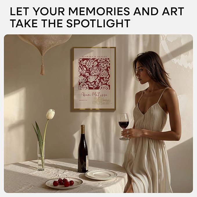 Homeforia 13x19 Picture Frame Bronze, High End Metal 13x19 Brass Poster Frames with Mat 11x17 for Photo, 13 x 19 Frame Matted to 11 by 17 Print, 19x13 Hanging Frame, Tempered Glass, Wall Kit, Set of 1