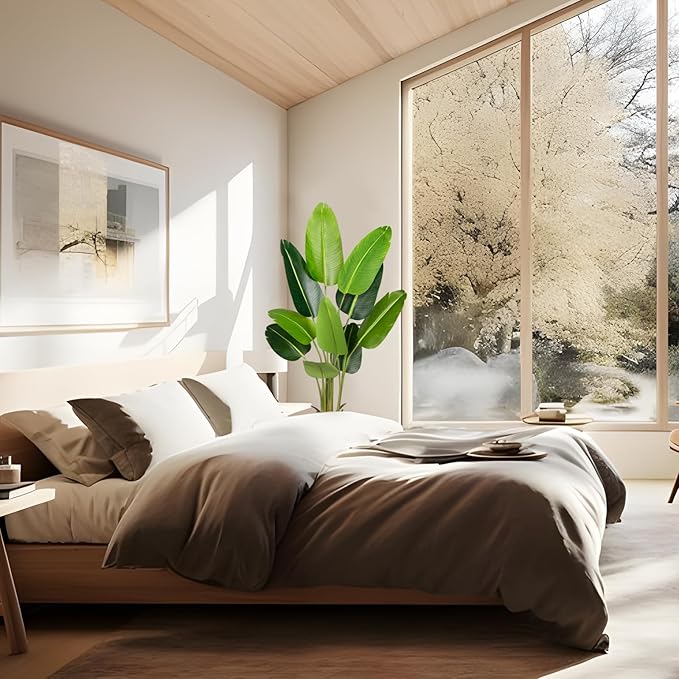 Artificial Bird of Paradise Plant 5.2Ft Fake Tropical Palm Tree with 10Trunks Faux Banana Leaf Trees in Pot for Home Indoor Outdoor Office Modern Decor Housewarming Gift(1Pcs)